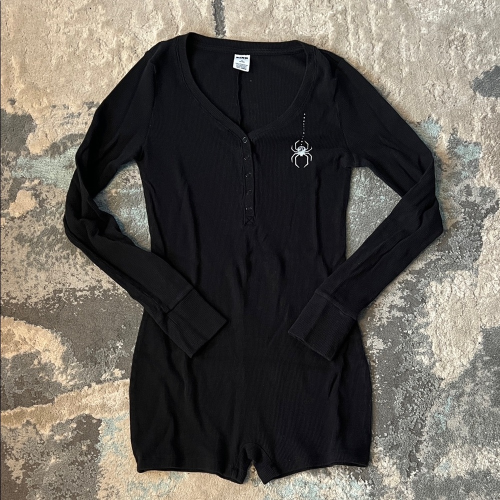 PINK Victoria's Secret Black Long Sleeve Bodysuit